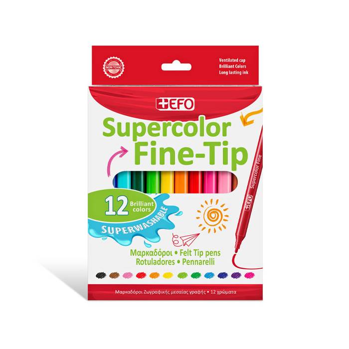 EFO Μαρκαδόροι Πλενόμενοι Ζωγραφικής Supercolor Fine 12 Τεμ.