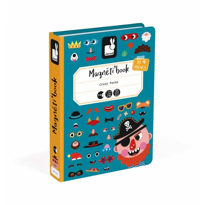 Janod Μαγνητικό Βιβλίο Magnet Book Αστεία Πρόσωπα Αγοριών (70 Μαγνητάκια) J02716