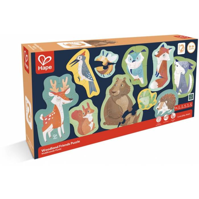 Hape Happy Puzzles Ξύλινο Παζλ Οι Φίλοι Του Δάσους E1650A
