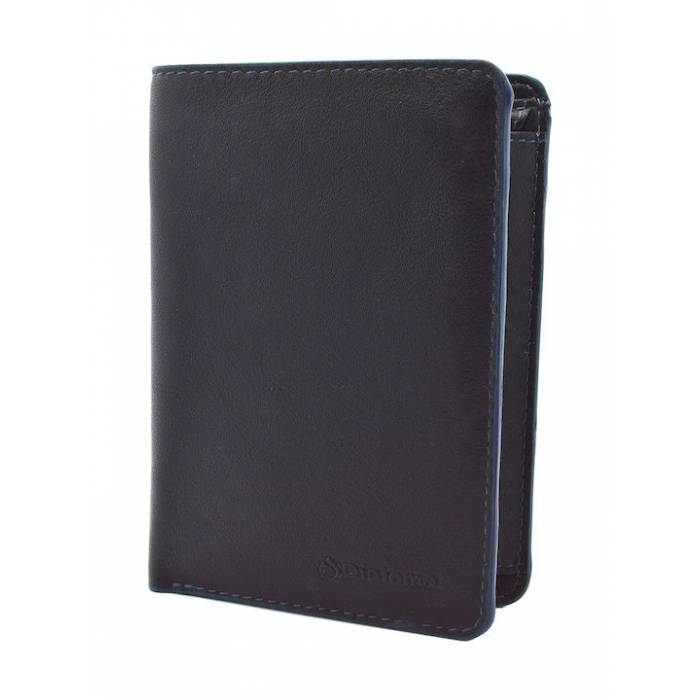 Diplomat Πορτοφόλι Δερμάτινο MN413 Μαύρο/Μπλε