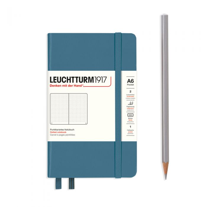 L NOTEBOOK HC A6 POCKET DOTTED STONE BLUE 187p