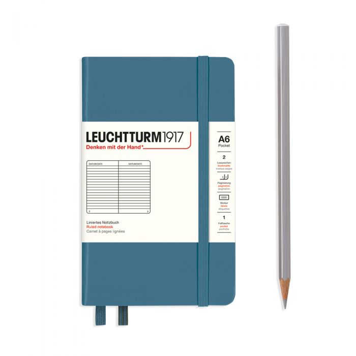 L NOTEBOOK HC A6 POCKET RULED STONE BLUE 187p