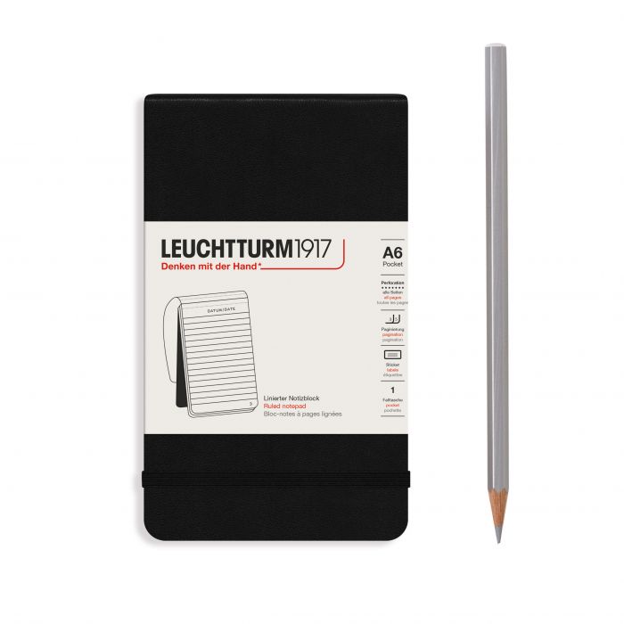 L NOTEPAD HC A6 POCKET RULED BLACK 184p