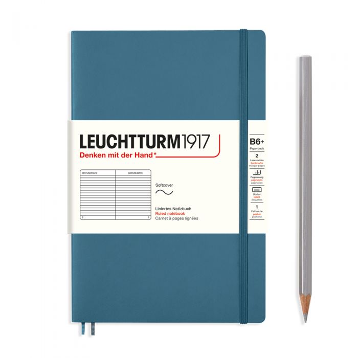 L NOTEBOOK SC B6+ PAPERBACK RULED STONE BLUE 123p