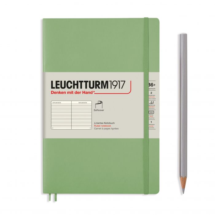 L NOTEBOOK SC B6+ PAPERBACK RULED SAGE 123p