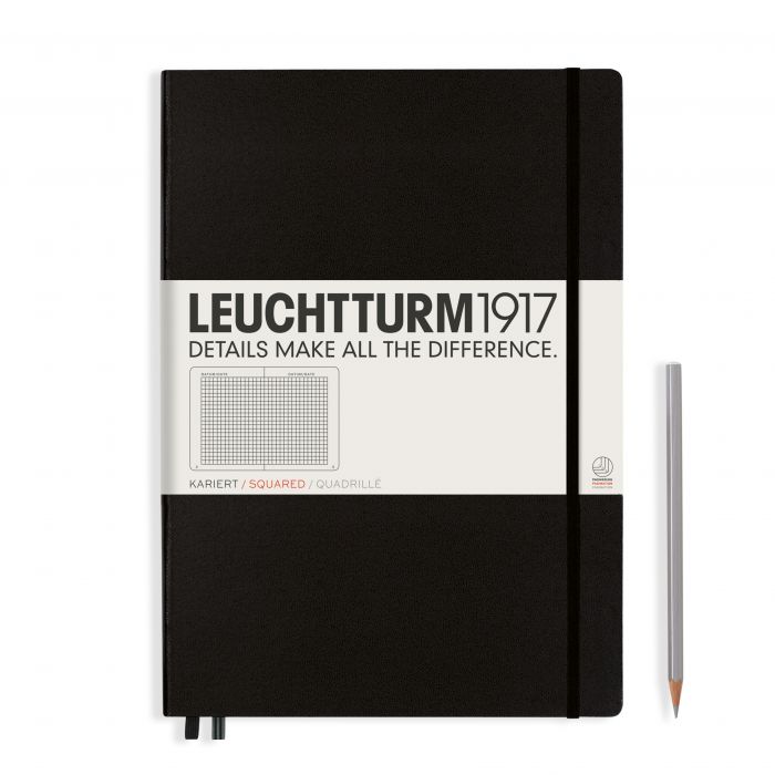 L NOTEBOOK HC A4+SL SQUARED BLACK 123p