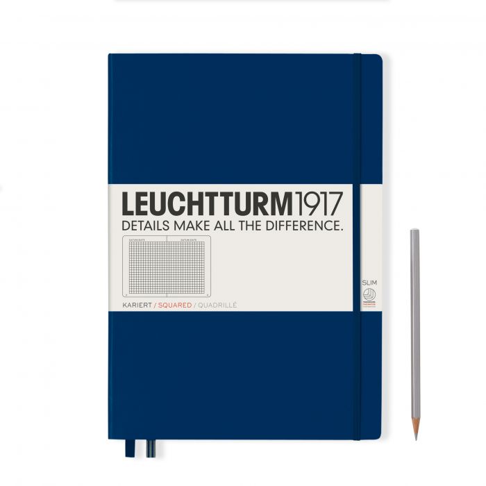 L NOTEBOOK HC A4+SL SQUARED NAVY 123p