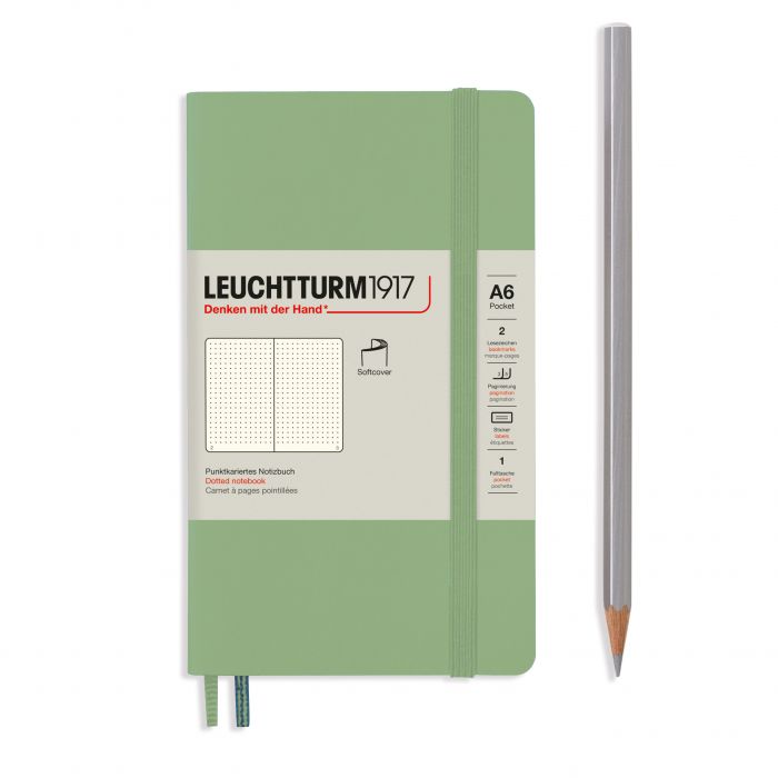 L NOTEBOOK SC A6 POCKET DOTTED SAGE 123p