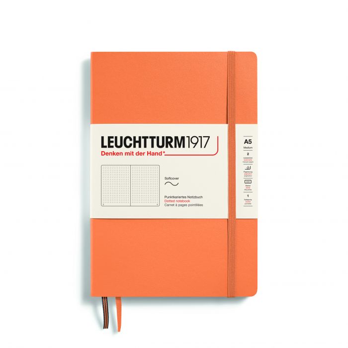 L NOTEBOOK HC A5 MED DOTTED APRICOT 251p