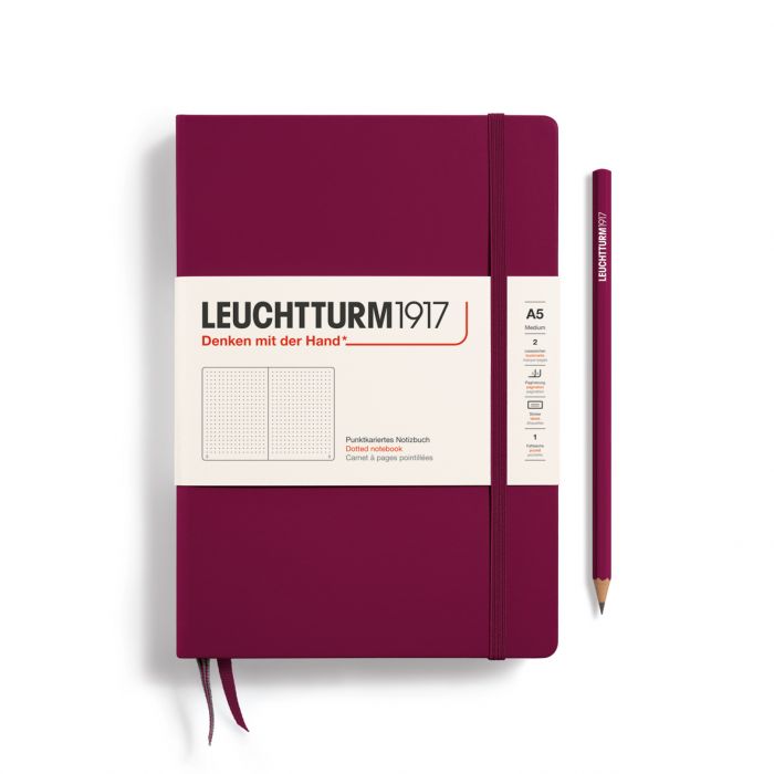 L NOTEBOOK HC A5 MED DOTTED PORT RED 251P