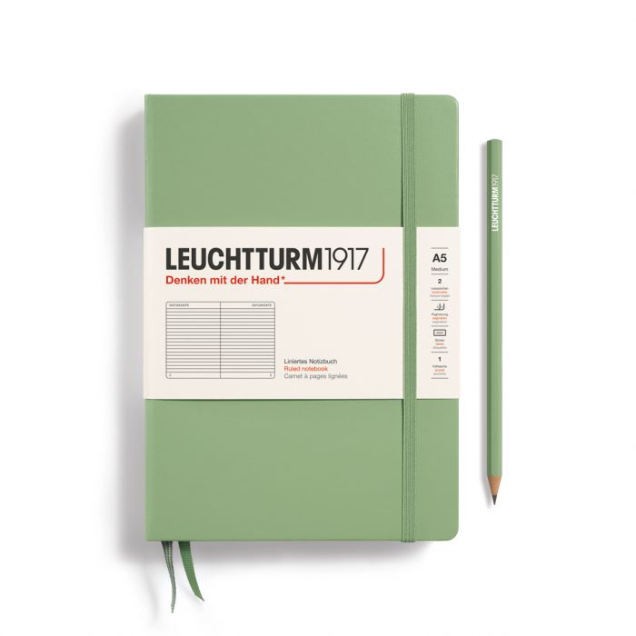 L NOTEBOOK HC A5 MED RULED SAGE 251P