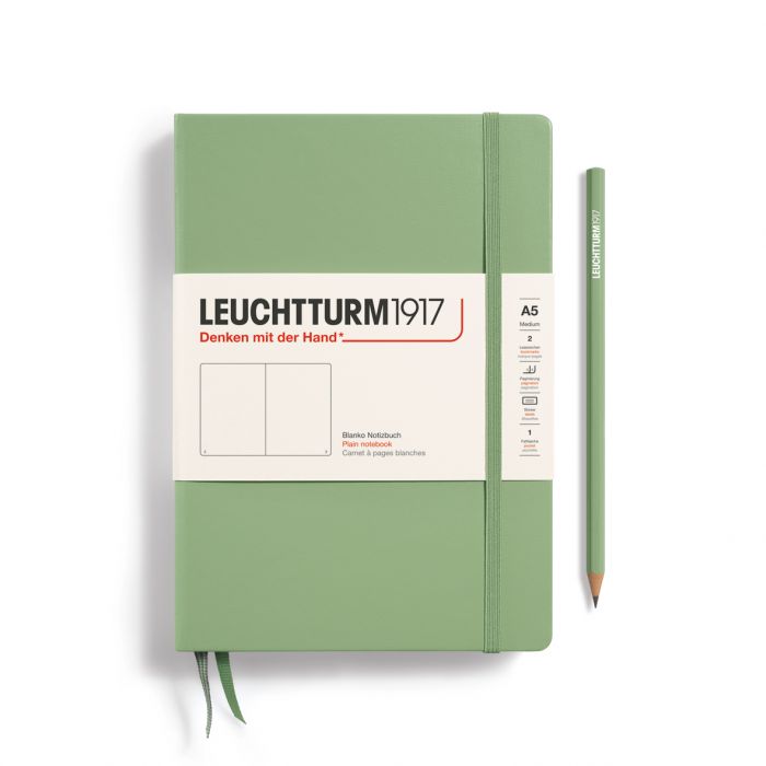 L NOTEBOOK HC A5 MED PLAIN SAGE 251P