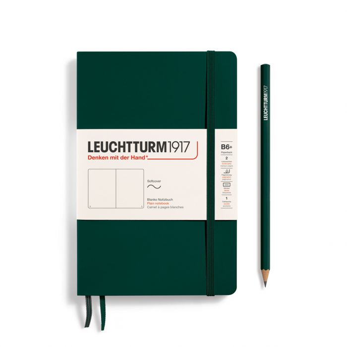 L NOTEBOOK SC B6+ PAPERBACK PLAIN FOREST GREEN123p