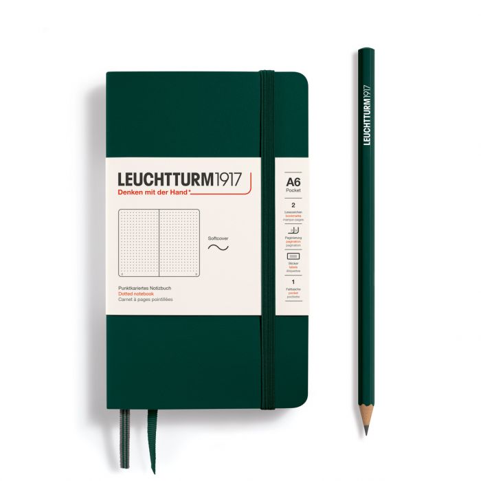 L NOTEBOOK SC A6 POCKET DOTTED FOREST GREEN 123p