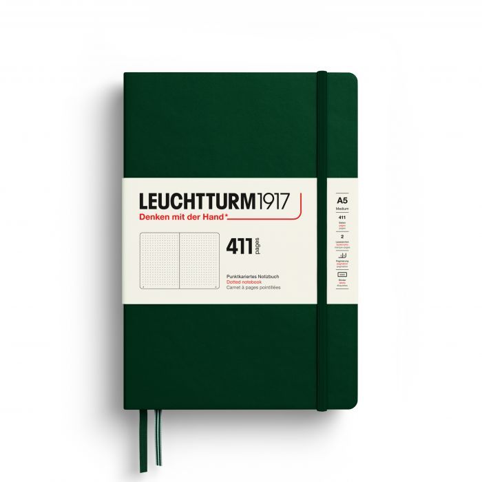 L NOTEBOOK 411 HC A5 MED DOTTED FOREST GREEN
