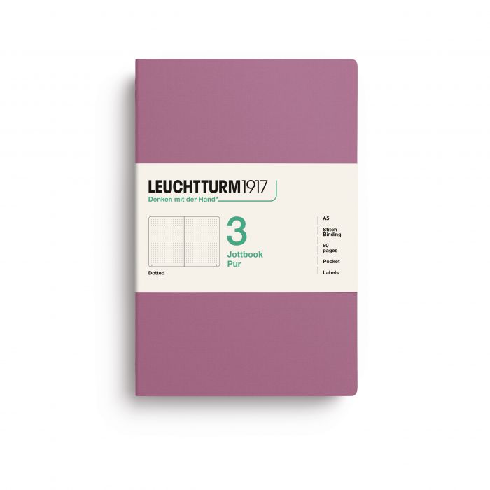 L JOTTBOOK PUR A5 DOTTED DUSTY ROSE Pack3 80p