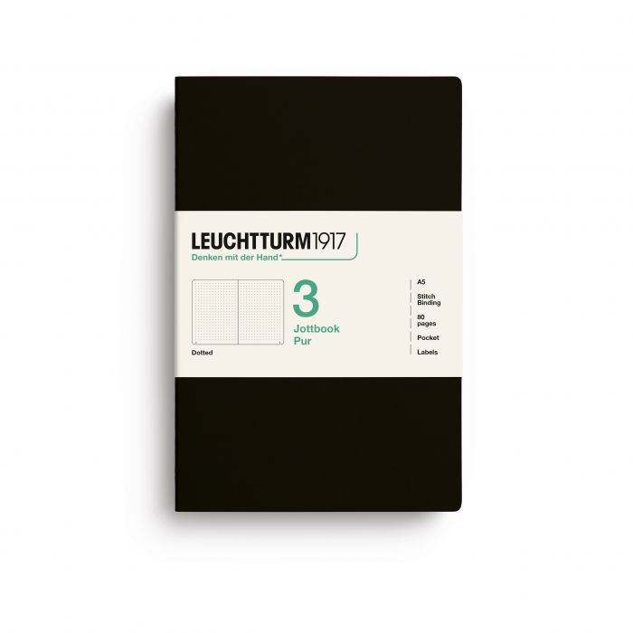L JOTTBOOK PUR A5 DOTTED BLACK Pack3 80p