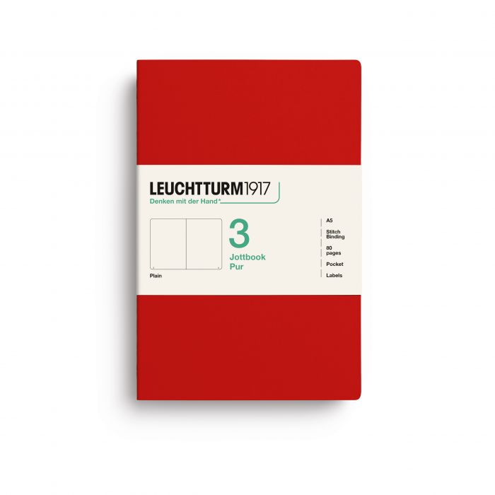 L JOTTBOOK PUR A5 PLAIN CHERRY Pack3 80p