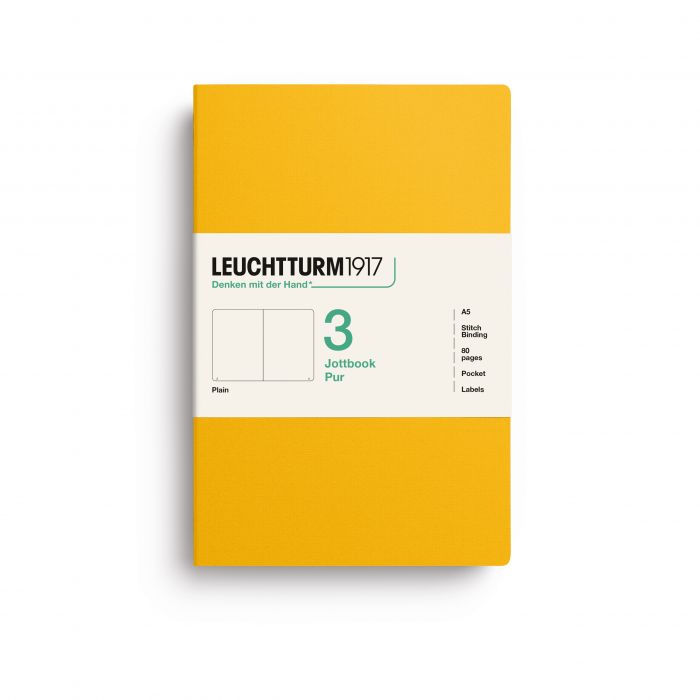 L JOTTBOOK PUR A5 PLAIN SUNFLOWER Pack3 80p