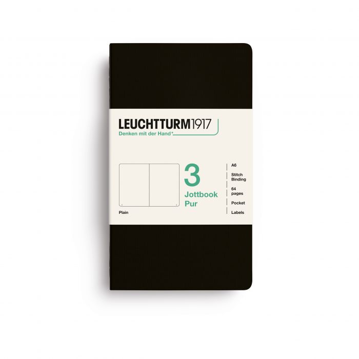 L JOTTBOOK PUR A6 PLAIN BLACK Pack3 64p
