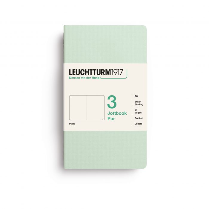 L JOTTBOOK PUR A6 PLAIN MINT Pack3 64p