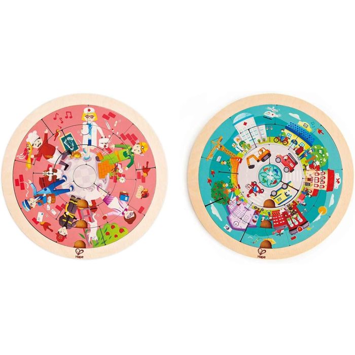 Hape Happy Puzzles Ξύλινο Παζλ Jobs Roundabout E1624