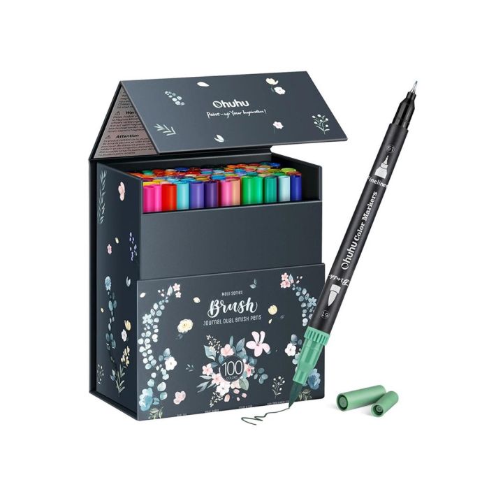 Ohuhu Maui Dual Tip Journal Brush Pens Σετ 100 Χρώματα
