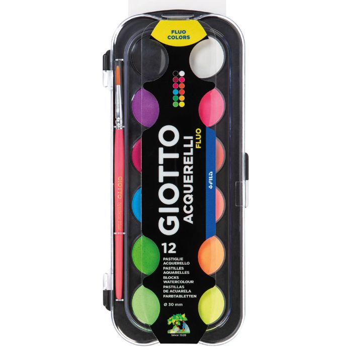 Giotto Νερομπογιές Acquerelli Fluo 12 Τεμ.