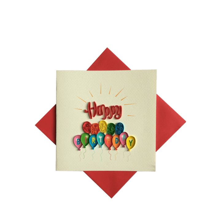Origamo Ευχετήρια Κάρτα Quilling Μπαλόνια Γενεθλίων 18.5x14cm Filigrana