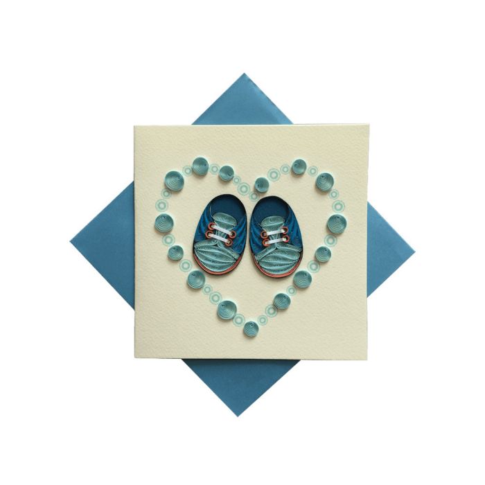 Origamo Ευχετήρια Κάρτα Quilling Παπούτσια Αγορίστικα 18.5x14cm Filigrana
