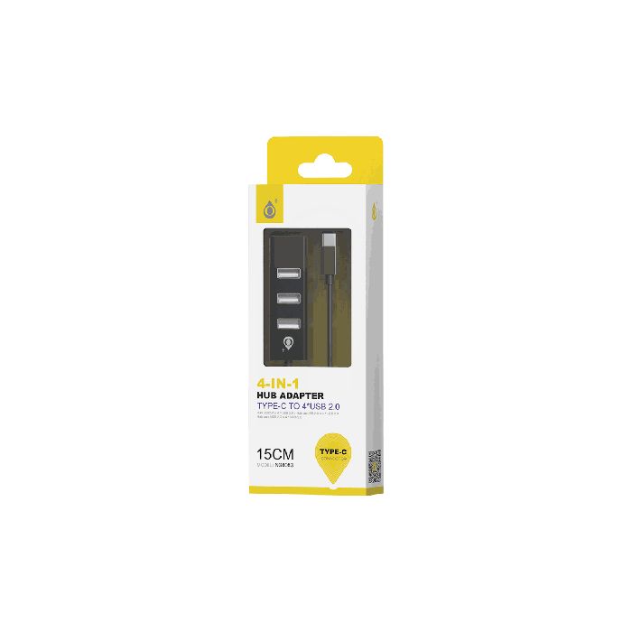 MTK 4-Port USB 2.0 Hub Type C to USB Black NG6053