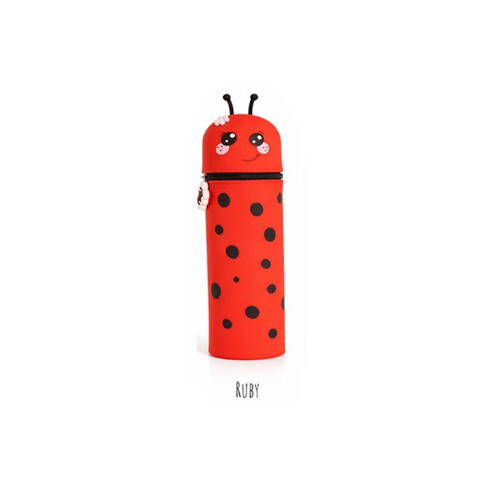 Lulubug Handmade Κασετίνα Βαρελάκι Κύλινδρος Σιλικόνης Μολυβοθήκη Lucky Animals Ladybug Rubby