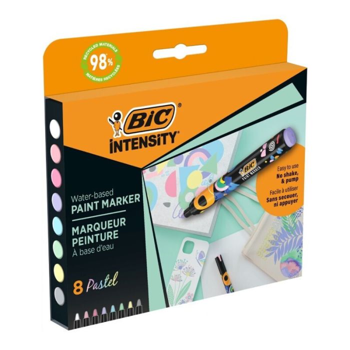 BIC Μαρκαδόροι Ζωγραφικής Intensity Pastel Markers Set 8 Τεμ.