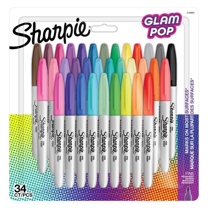 Sharpie Μαρκαδόροι Ζωγραφικής Glam Pop Markers Fine 0.9mm Blister 34 Τεμ.