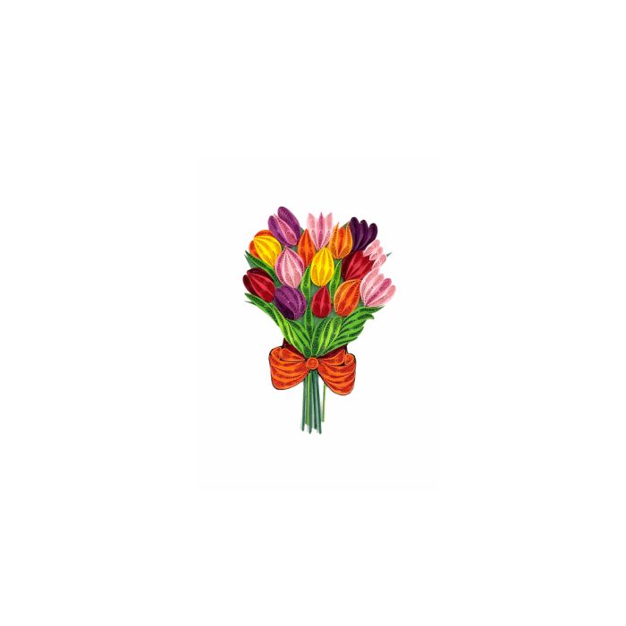 Origamo Ευχετήρια Κάρτα Quilling Τουλίπες 18.5x14cm Filigrana