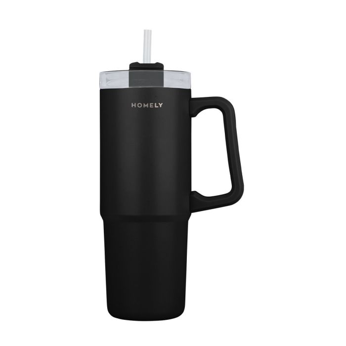 Estia Homely Θερμός Straw Tumbler Midnight Black 900ml