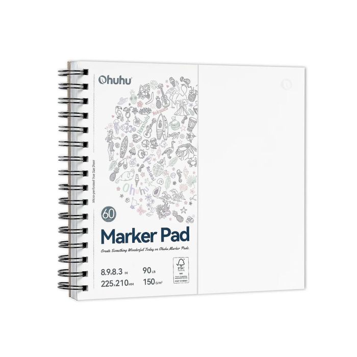 Ohuhu Marker Pad Sketchbook Spiral Bleedproof Μπλοκ Σχεδίου 22.5x21.5cm 150gr