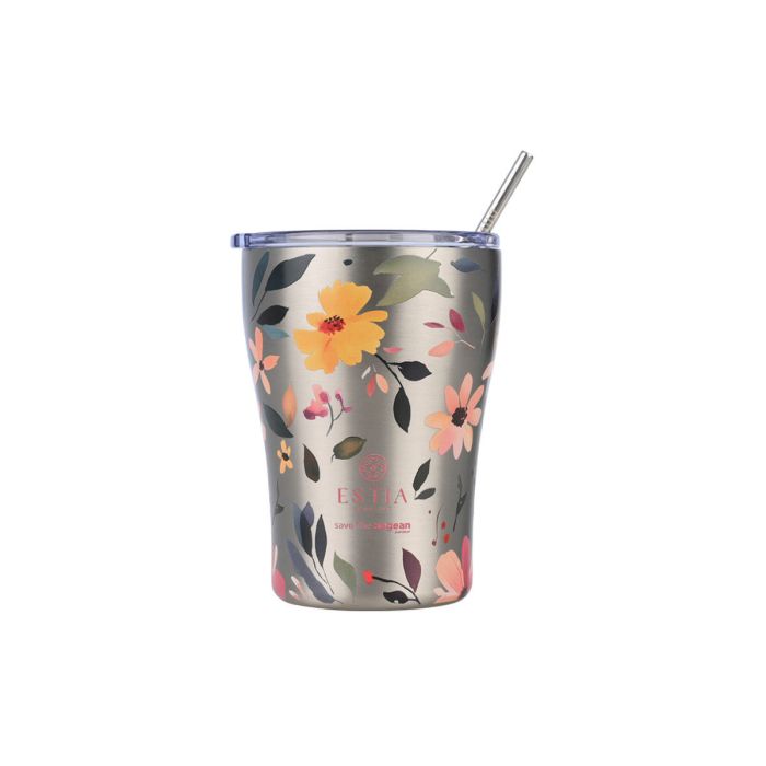 Estia Save The Aegean Θερμός Coffee Mug Silver Botanic 350ml