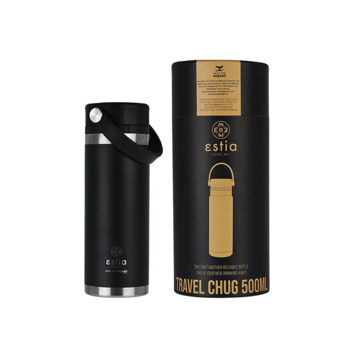 Estia Save The Aegean Θερμός Travel Chug Midnight Black 500ml