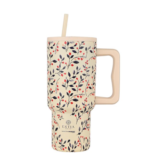Estia Save The Aegean Θερμός Straw Tumbler XL Bloom Beige 900ml