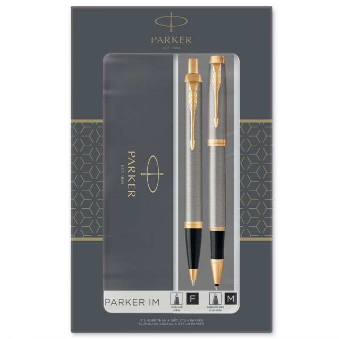Parker Set Κασετίνα Δώρου Στυλό IM Duo Brush Metallic GT Ballpoint & Rollerball