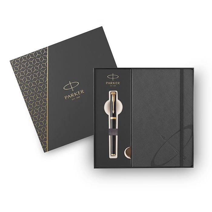 Parker Set Κασετίνα Δώρου Στυλό IM Premium Black Gold GT Rollerball & Notebook