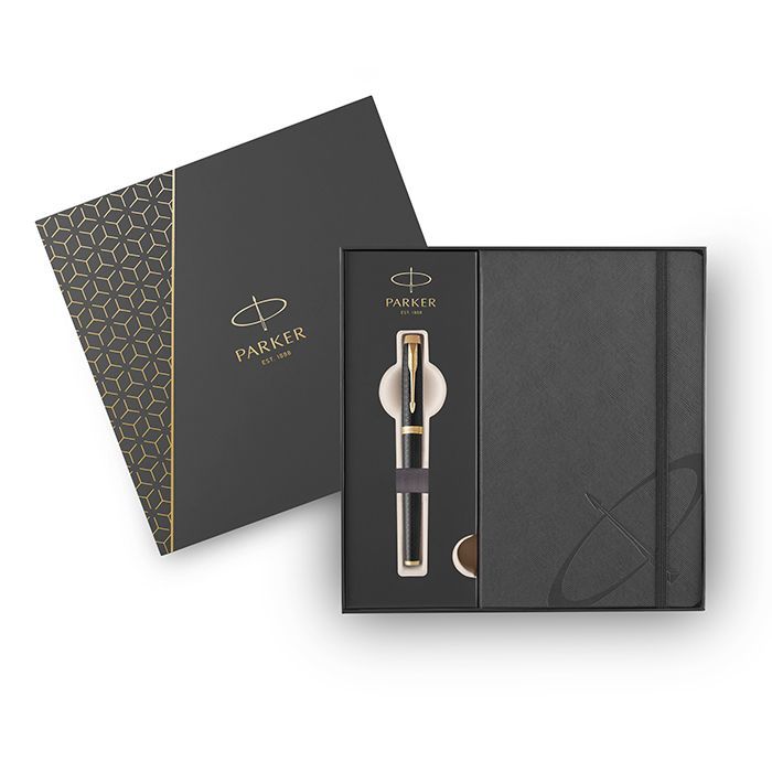 Parker Set Κασετίνα Δώρου Πένα IM Premium Black Gold GT Fountain Pen & Notebook
