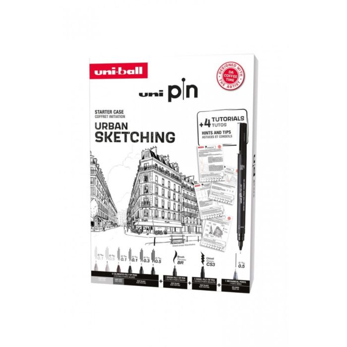Uni Μαρκαδόροι Ζωγραφικής Pin Urban Sketching Set 8 Τεμ.
