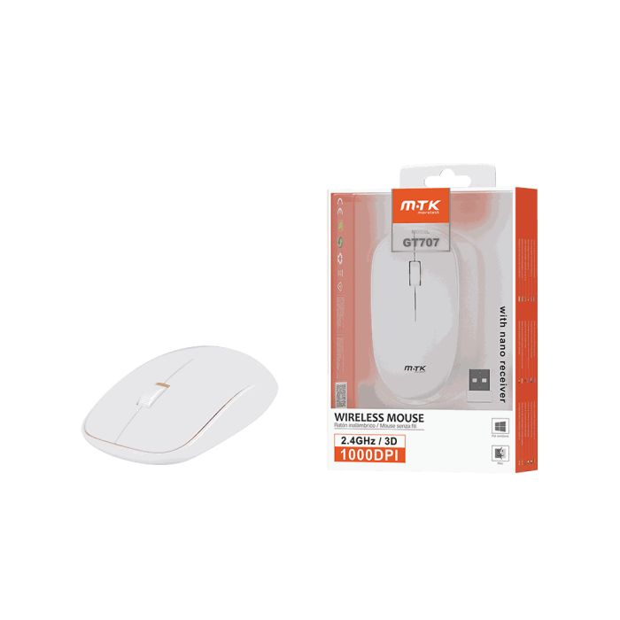 MTK Mouse Ποντίκι Ασύρματο Optical 3D 2.4GHz 800/1000/1600DPI GT707 White