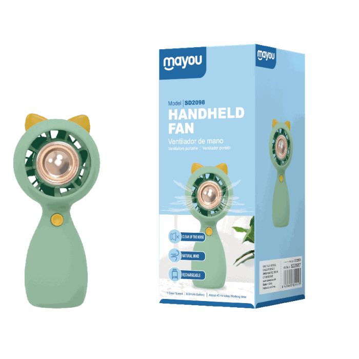Mayou Ανεμιστηράκι Χειρός USB Γάτα Πράσινο 300mAh
