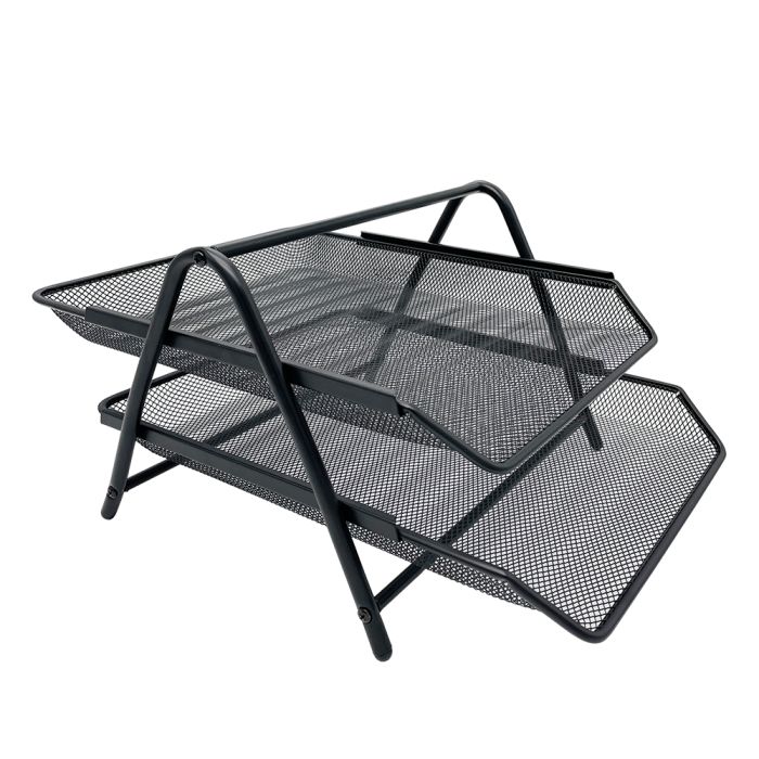 Metron Δίσκος Γραφείου Διπλός Μεταλλικός 29.5x35.5x20.5cm Μαύρο