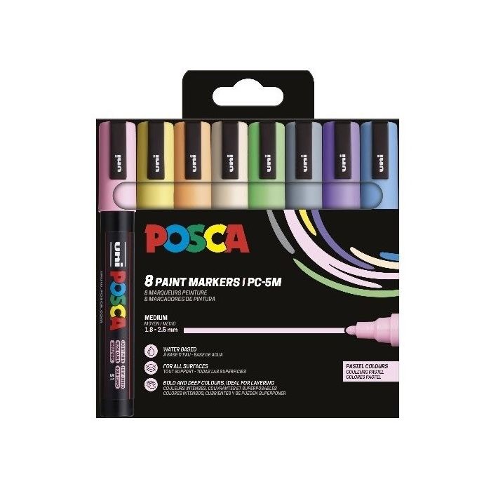 Uni Μαρκαδόροι Ζωγραφικής Posca Σετ PC-5M 8 Pastel Markers