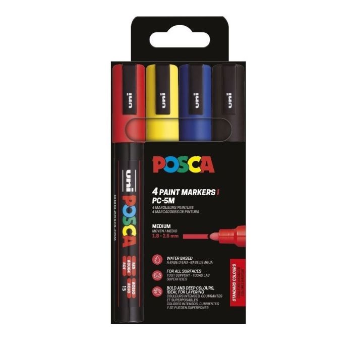 Uni Μαρκαδόροι Ζωγραφικής Posca Σετ PC-5M 4 Basic Markers