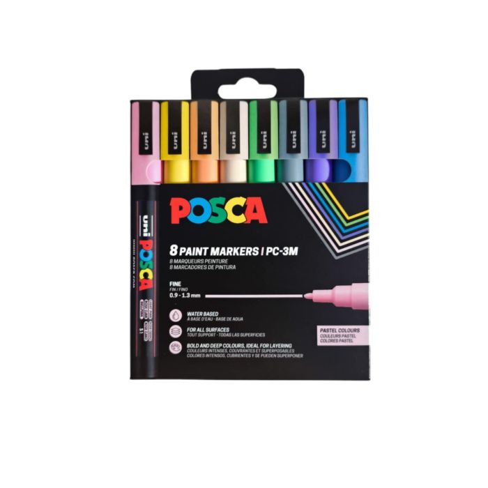 Uni Μαρκαδόροι Ζωγραφικής Posca Σετ PC-3M 8 Pastel Markers